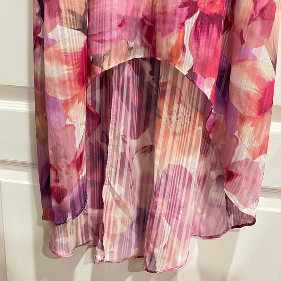 NWT Jessica Howard Women's Hi Lo Midi Short Sleeve Chiffon Lurex Size 6 - Picture 9 of 12